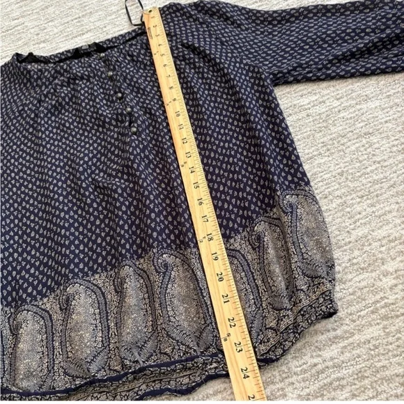Lucky Brand Sheer Crinkled Print Peasant Tunic Top Bundle Size M Long Sleeve Y2K - Picture 11 of 16